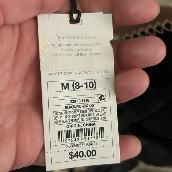 Women’s Shade & Shore One Piece Swimsuit, Size Medium (8-10), Black - Picture 6 of 9